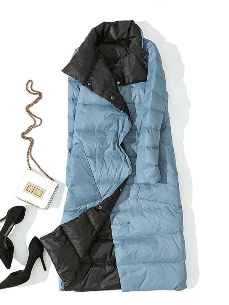 Lång Kappa för Damer i Mönstrad Ullmix – Tidlös Design med Praktiska Fickor, Perfekt för Höst och Vinter 11