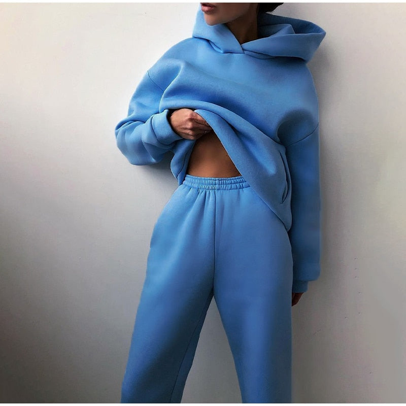 Dam Jogging Set Avslappnad Polyester och Bomull-6