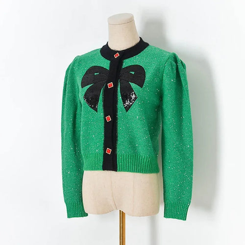 Dam Cardigan Puffärmar Viskos och Polyamid 1