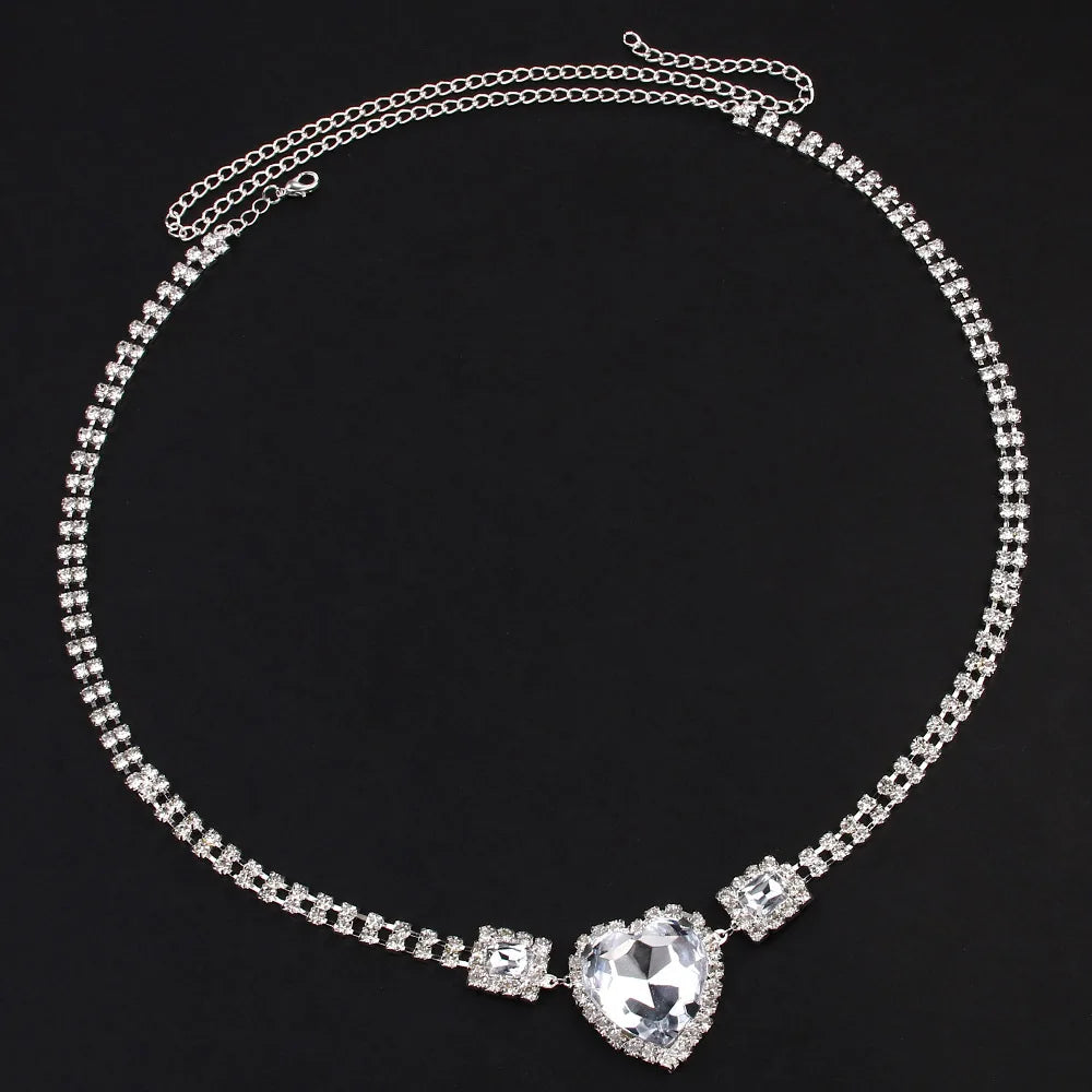 Kvinnors Magkedja Hjärtdesign Koppar Strass-2