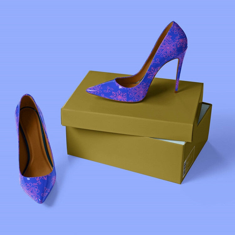 Dam Stilettpumps Geometrisk Design PU Hög Klack-3