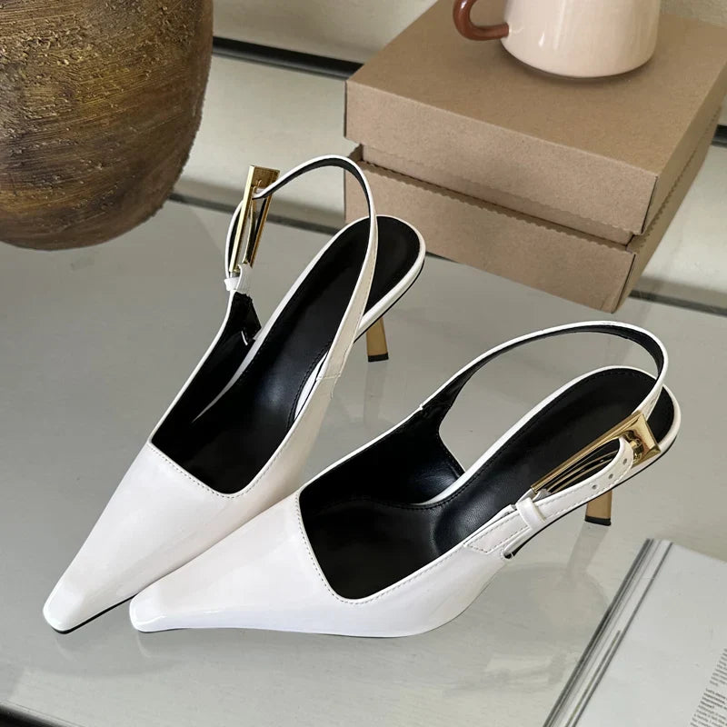 Variant image for Dam Slingbacks Avsmalnande Tå Färgläder Plattformshöjd 0-3 cm-8