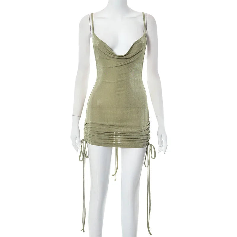 Dam Miniklänning V-ringad Ärmlös Polyester-4