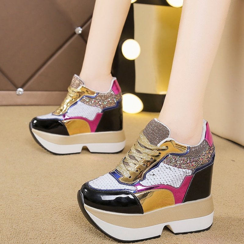Kvinnors Sneakers Höga Klackar Syntetiskt Läder-2