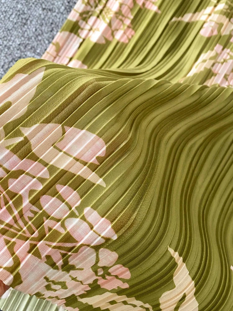 Damklänning Midi Plisserad Polyester O-halsringning-6