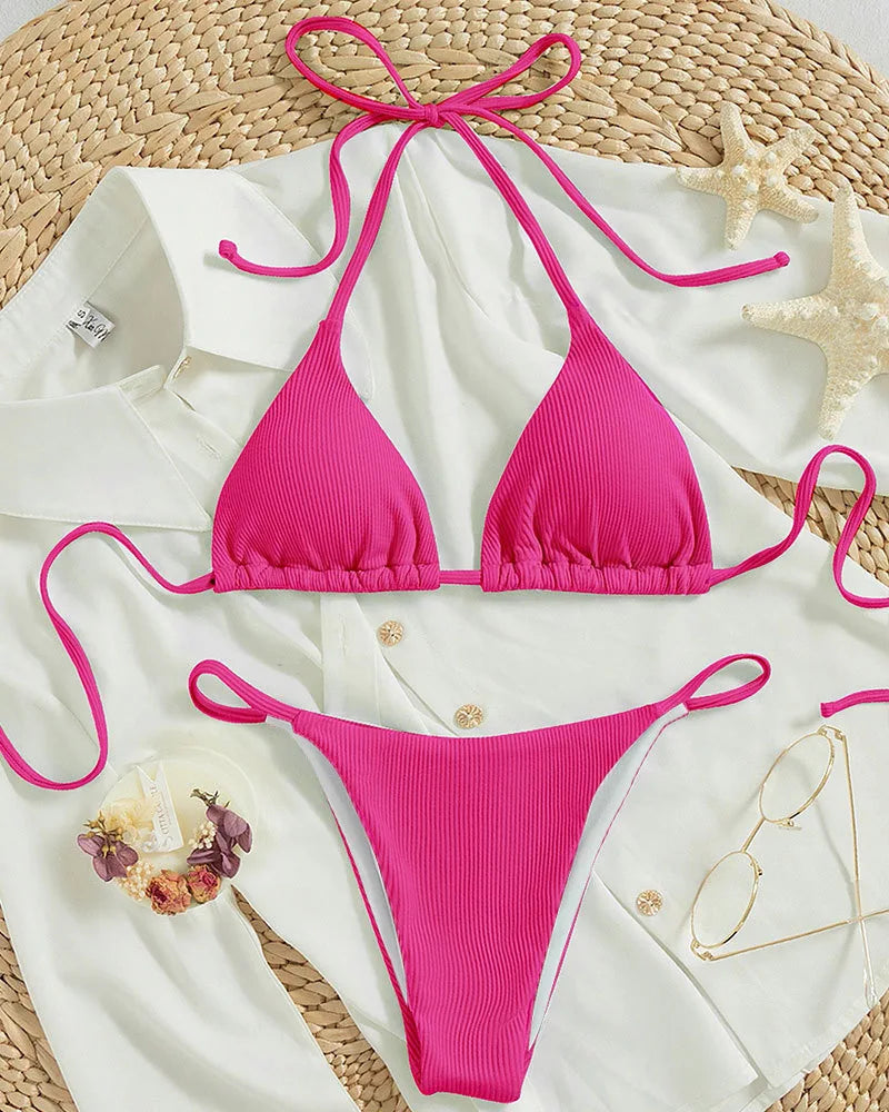 Dam Tvådelad Bikini Trendig Design Hållbart Material-4