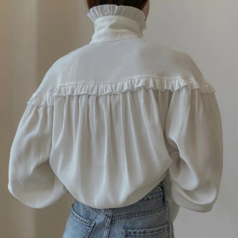 Herrskjorta Löst Passform Polyester Spandex Halv Högkrage-4