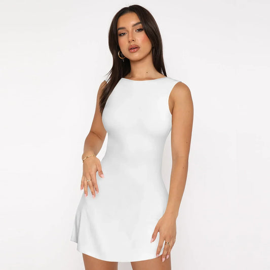 Kvinnors Miniklänning A-linje Polyester Smal Passform-1