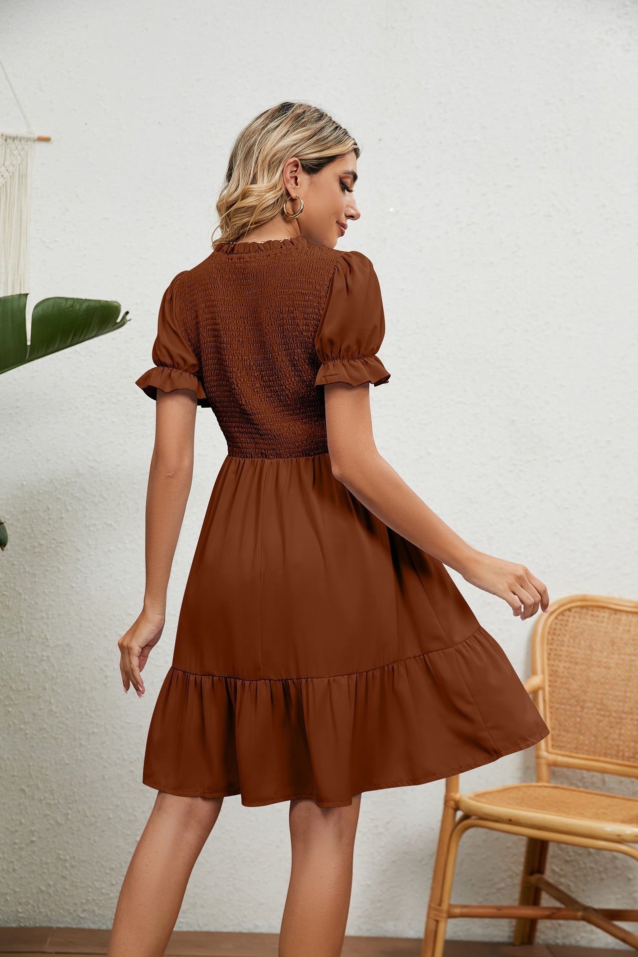 Dam Sommarklänning med Ruffle Detalj i 100% Bomull 3