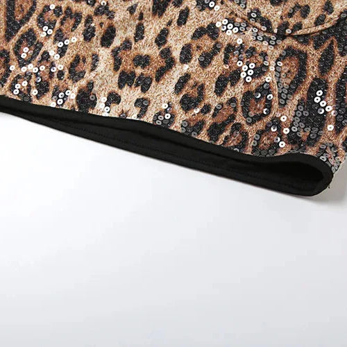 Dam Bustier Leopardmönster Kort Skärning Polyester Spandex-6