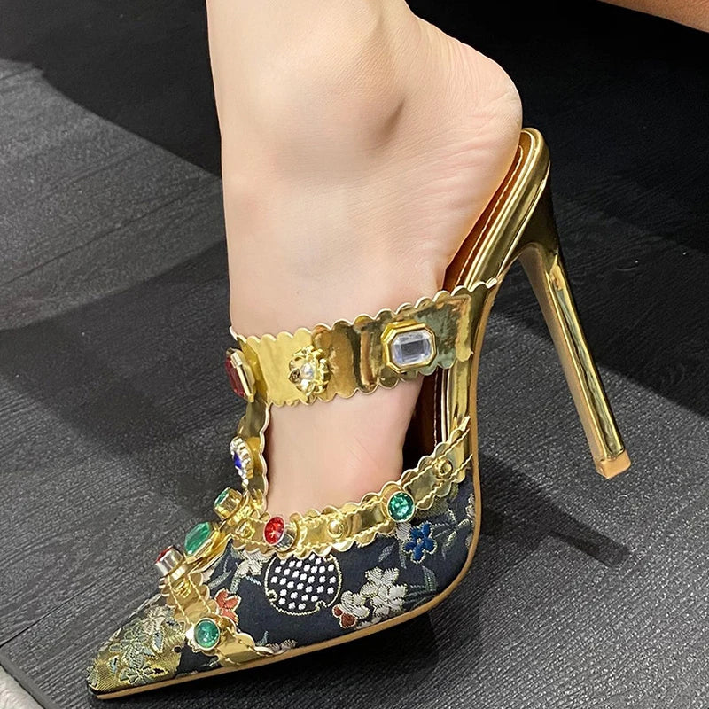 Dam Sandaler Plattform Blingdesign PVC Mules-2