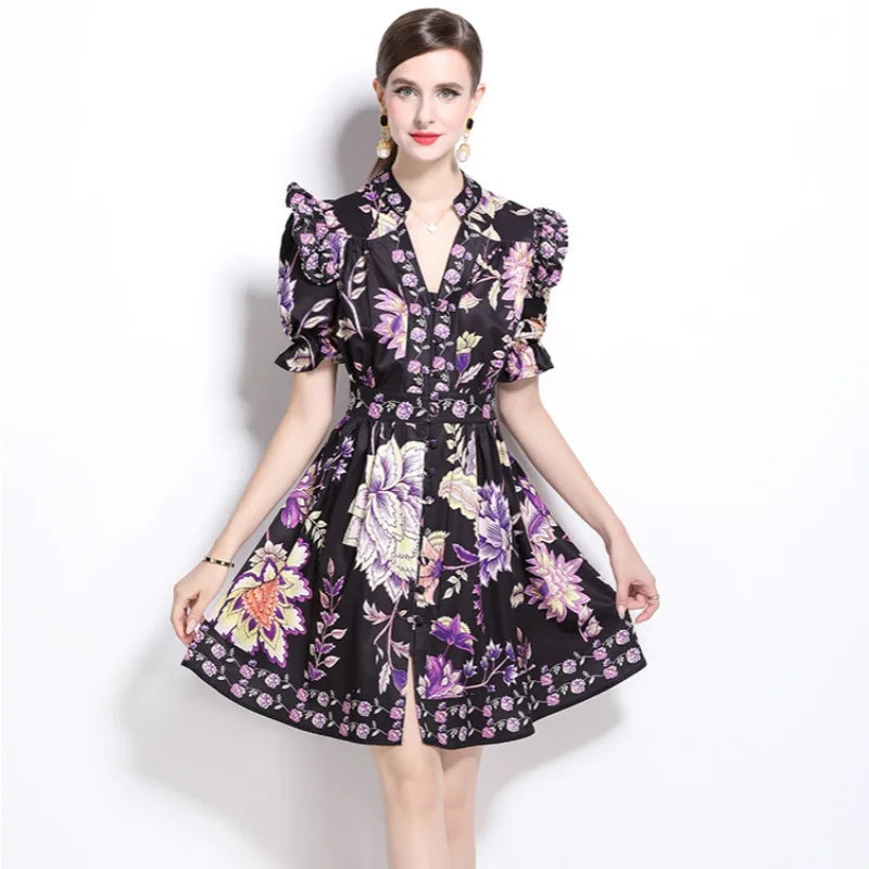 Variant image for Kvinnors Miniklänning V-ringning Bomull-1