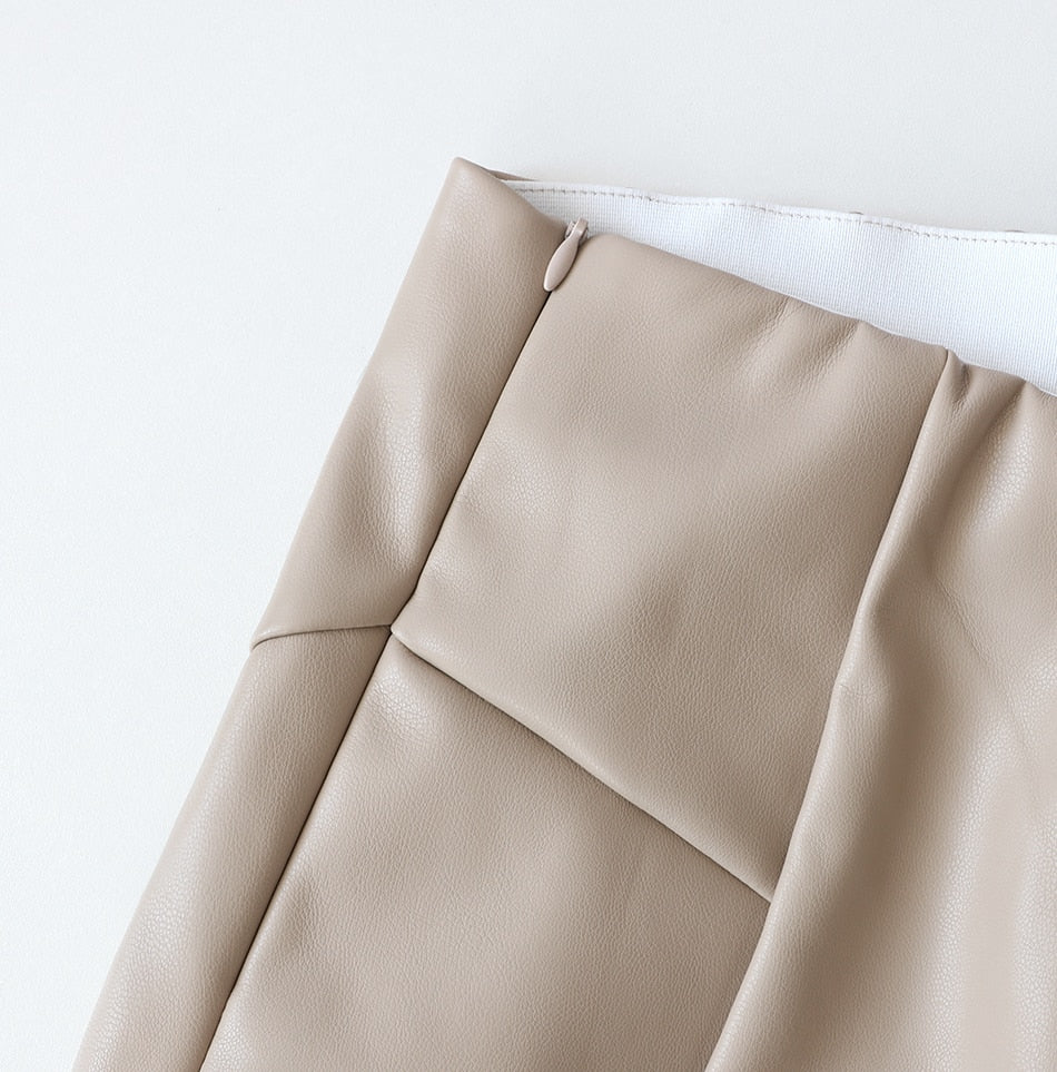 Snygga Byxor Dam Hög Midja Syntetiskt Läder Penna Stil 6