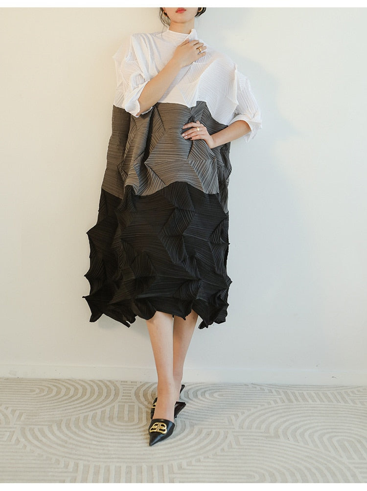 Damklänning Midi Turtleneck Polyester Löst Passform-2