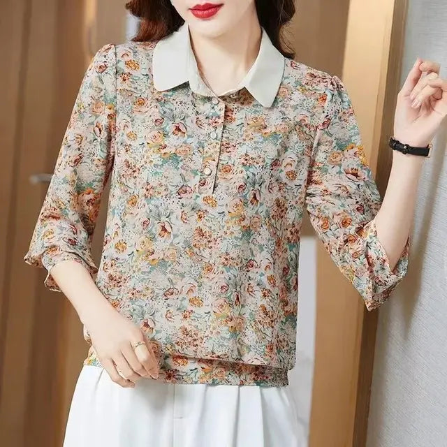 Dam Blus Lätt Elegant Mjuk Blandning-2