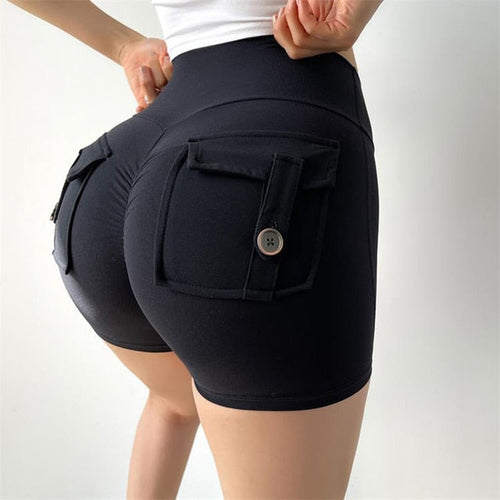 Dam Träningsshorts Hög Midja Slim Fit Spandex Polyester-1