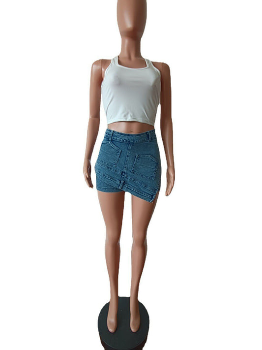 Dam Skort Trendig Denim Medium Passform 100% Bomull-1