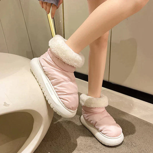 Dam Fotledshöga Stövlar Fleece för Vinter-1