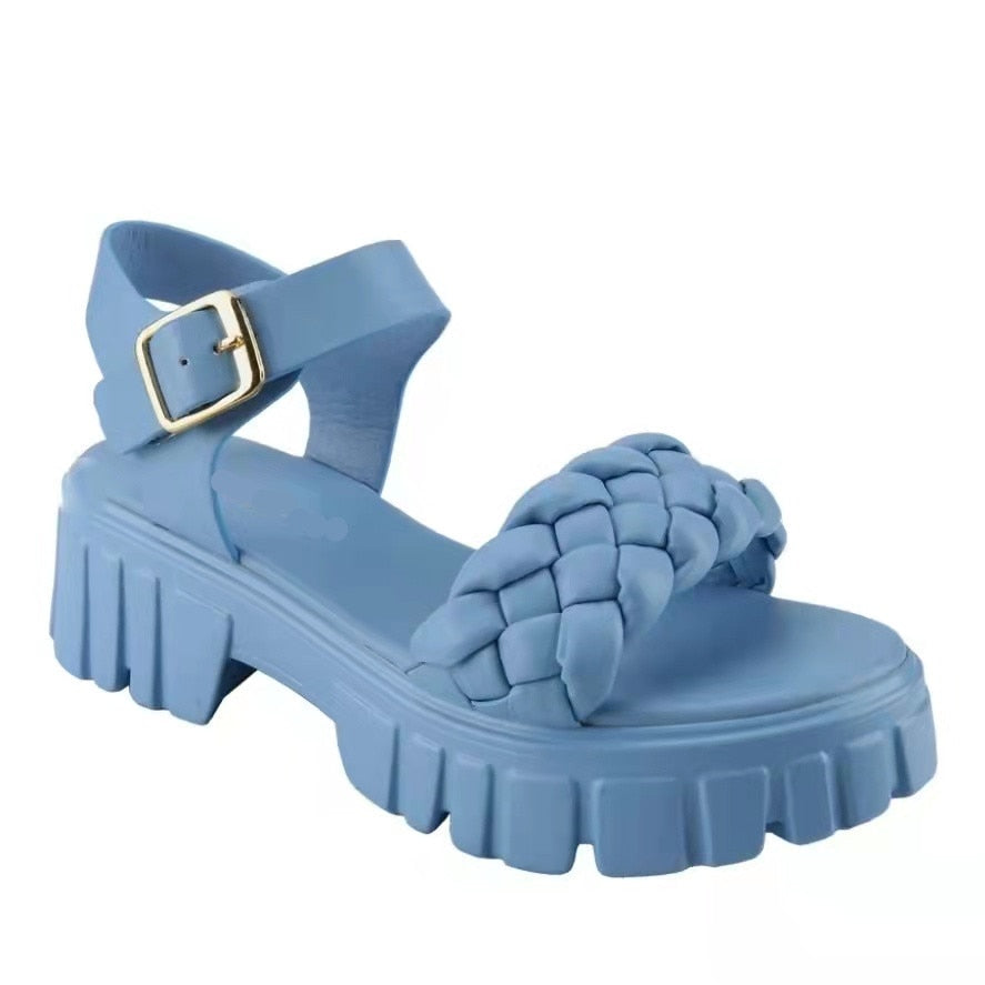 Dam Sandaler Plattform PU Material För Sommarens Utflykter-3