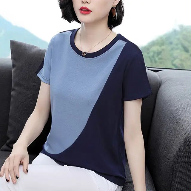 Kvinnors Kort Blus Avslappnad Polyester Trendig Design-3