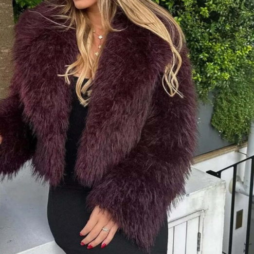 Damjacka i Syntetisk Päls med V-ringning för Damer 2