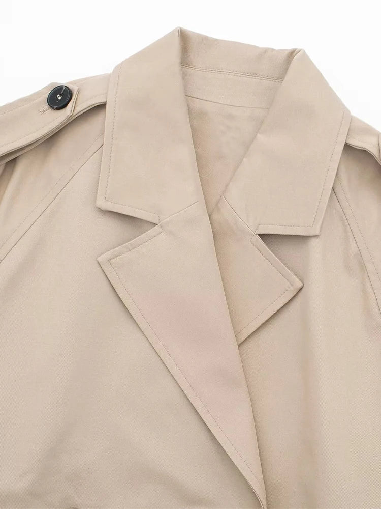 Kvinnor Trenchjacka Vintage Långärmad Polyester-3