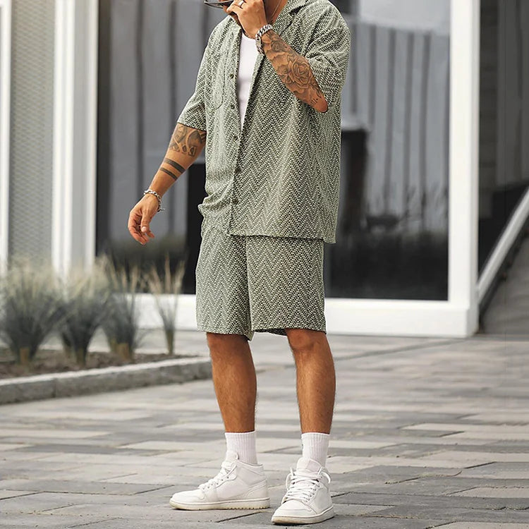 Kvinnors 2-delad Sommaruppsättning Bomull Kortärmad Topp och Shorts-3