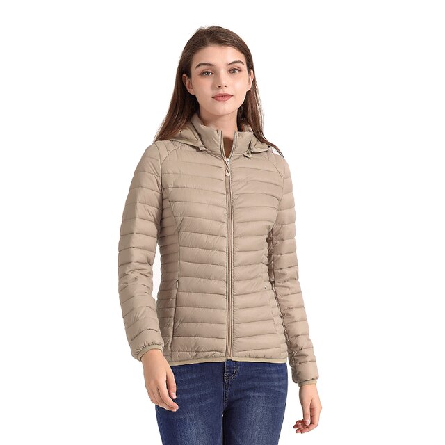 Dam Vinterjacka Lång Avtagbar Huva Polyester-5