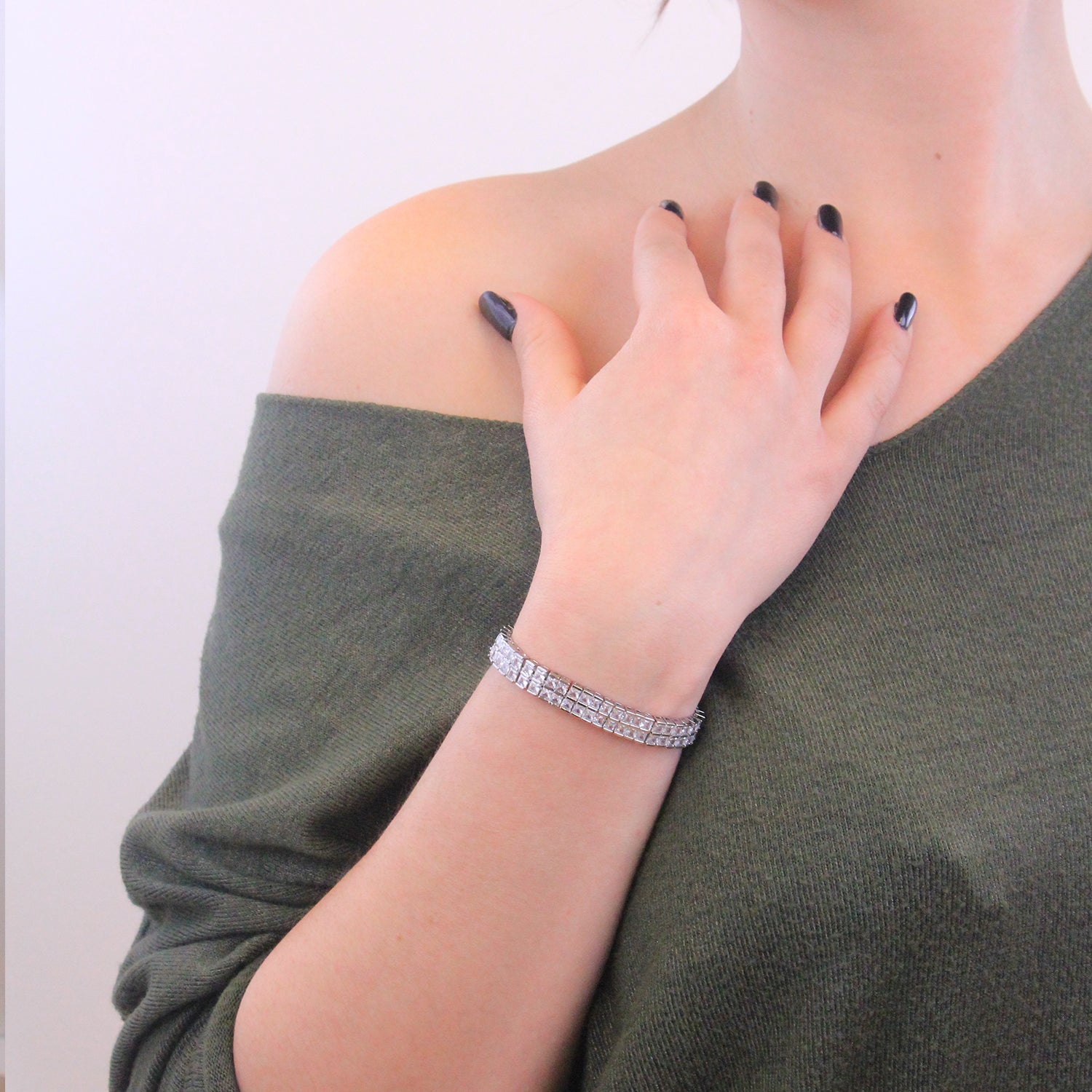 Dam Smycke Mathilde Rhodium Belagt med Kristaller Elegant Design-2