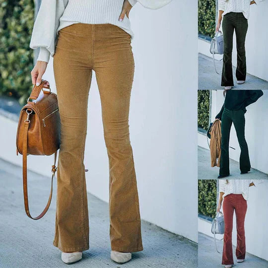 Kvinnors Byxor med Slag Elegant Polyester Viskos Elastan-2