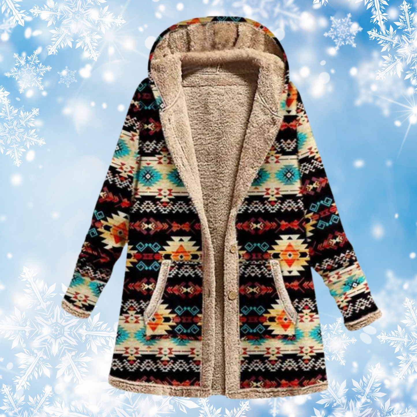 Dam Hoodie Unika Mönster Bekväm Bomullsblandning-2