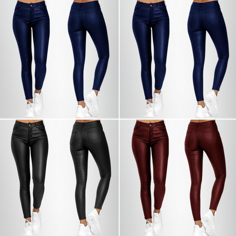 Byxor Dam Casual Veganläder med Bekväm Passform-2