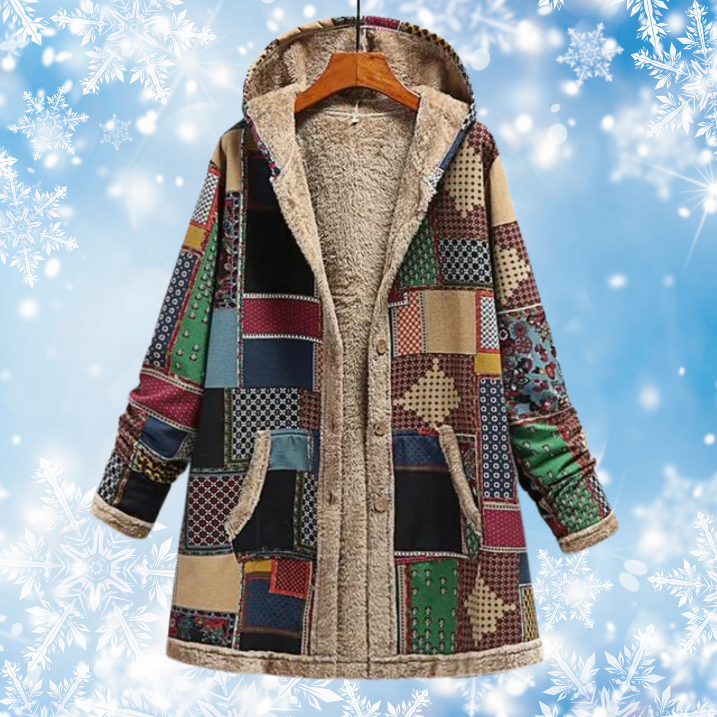 Dam Hoodie Unika Mönster Bekväm Bomullsblandning-3