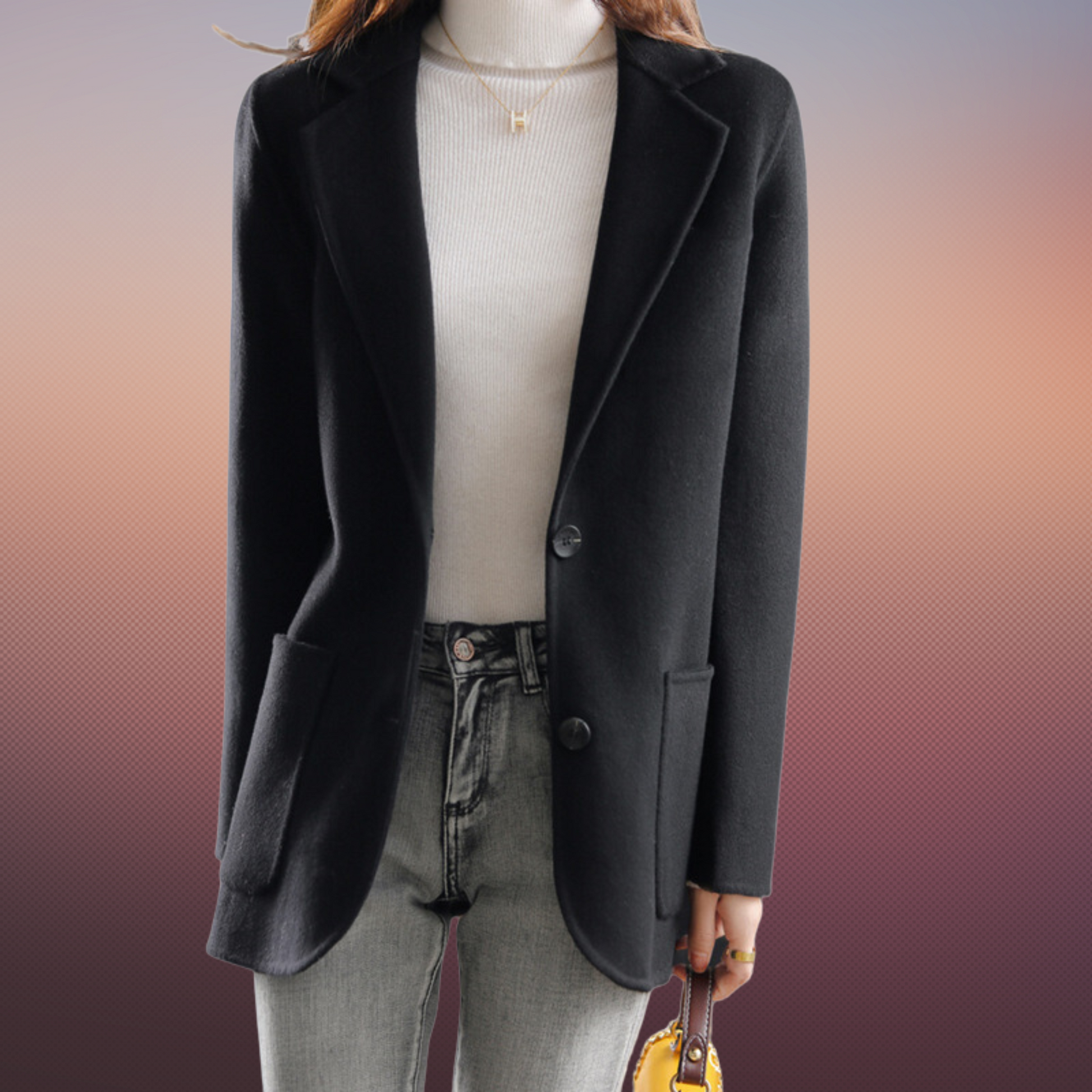 Dam Blazer Förtjockad Tweed Elegant För Höst och Vinter 7