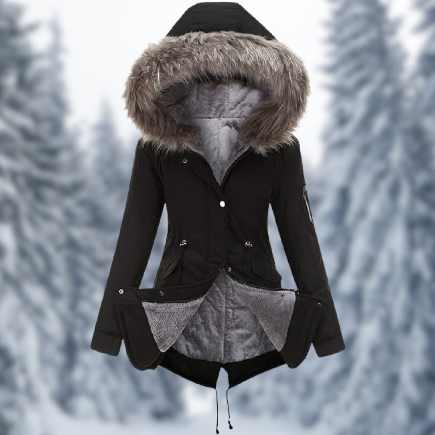 Variant image for Dam Kappa Vinterkappa Elegant Mjuk Pälsfoder-41