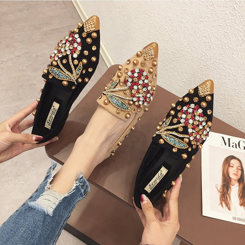 Dam Ballerinaskor med Strass i PU-material Slip-On Flat Sula-5