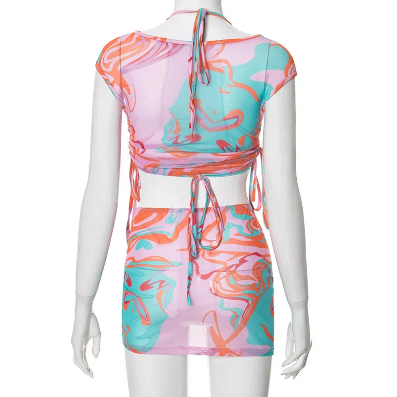 Dam Klänning O-hals Korta Ärmar Bomull Polyester-5