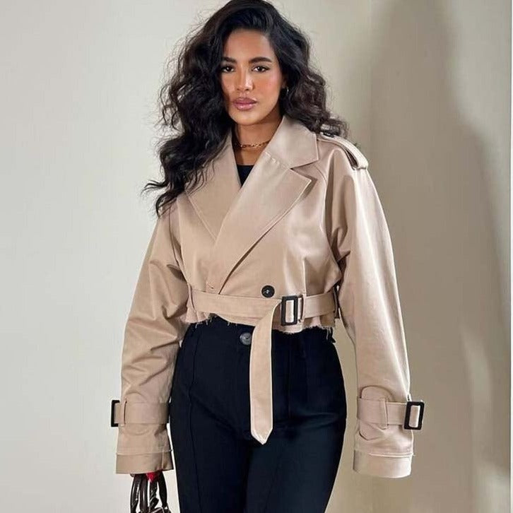 Dam Trenchrock Kort Modern Polyester-2