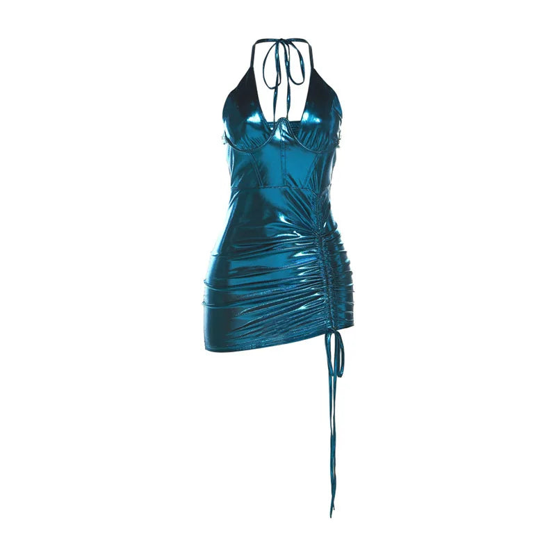 Kvinnors Miniklänning V-Urringning Ärmlös Polyester-6