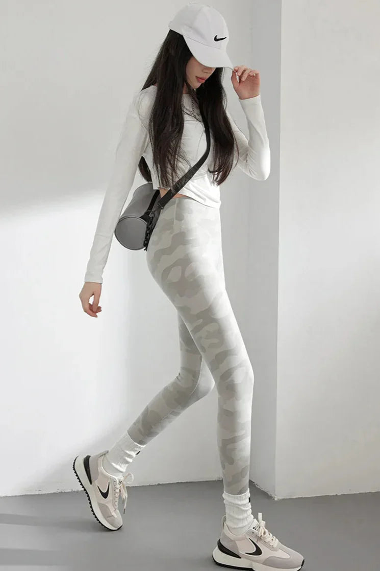 Dam Leggings Hög Midja Monokrom Spandex Nylon-2