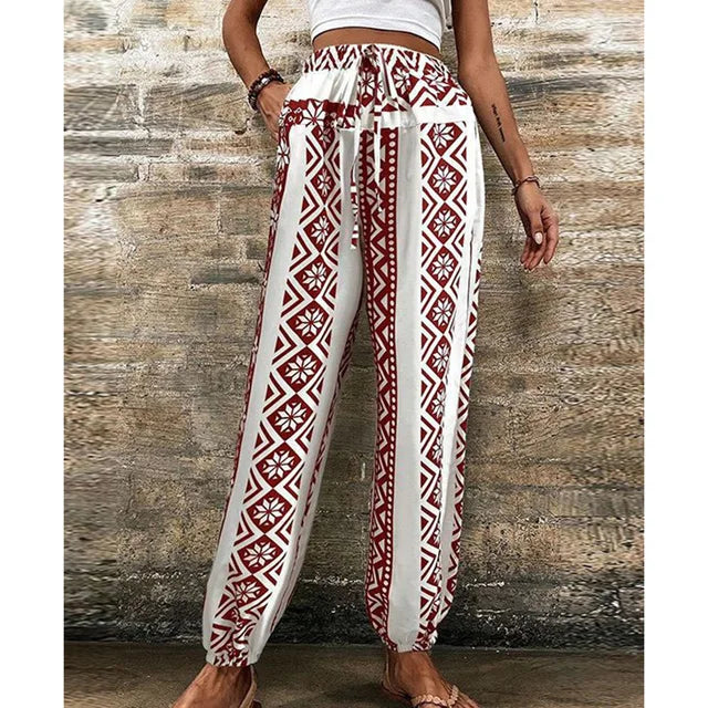 Variant image for Kvinnors Byxor Hög Midja 100% Bomull med Lyxiga Detaljer-11