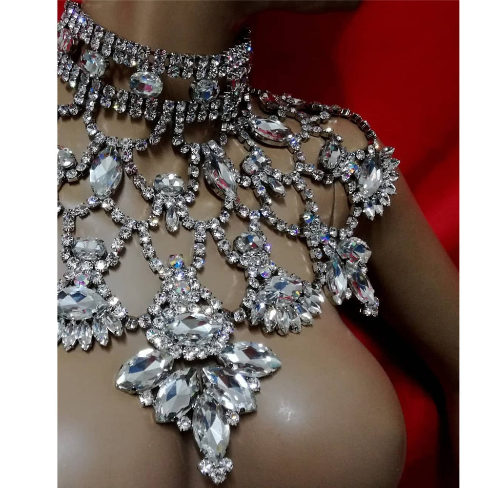 Kvinnors Smyckeset Halsband och Örhängen Koppar med Strass-6