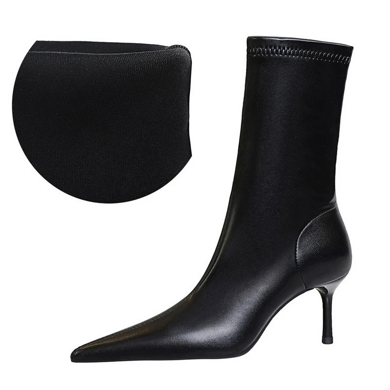 Dam Stövlar Midi Spetsig Tå Mesh Andningsbar Komfort-6