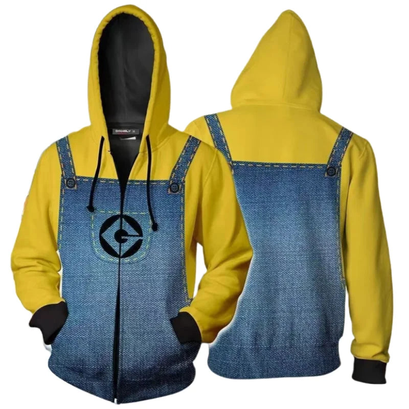 Herrar Hoodie Gulblå Design Hängslen Högkvalitativa Tyger-4