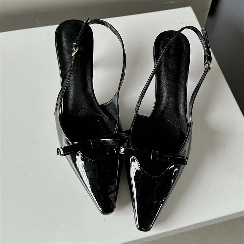 Dam Slingback Skor Plattform Läder Elegant Stil-3