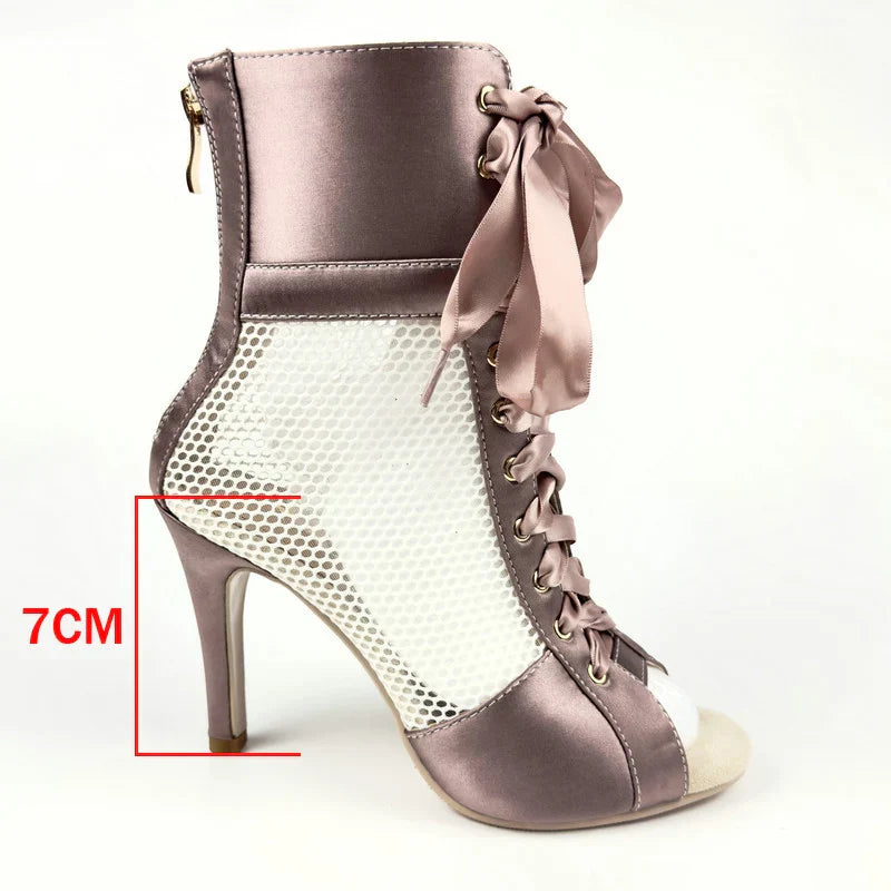 Dam Pumpskor Ankelrem Satin Gummisula-1