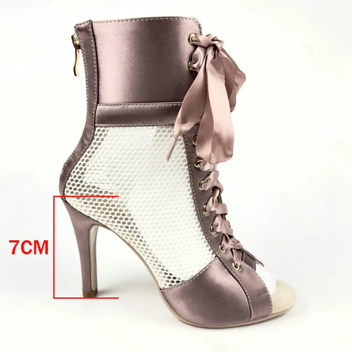 Dam Pumpskor Ankelrem Satin Gummisula-1