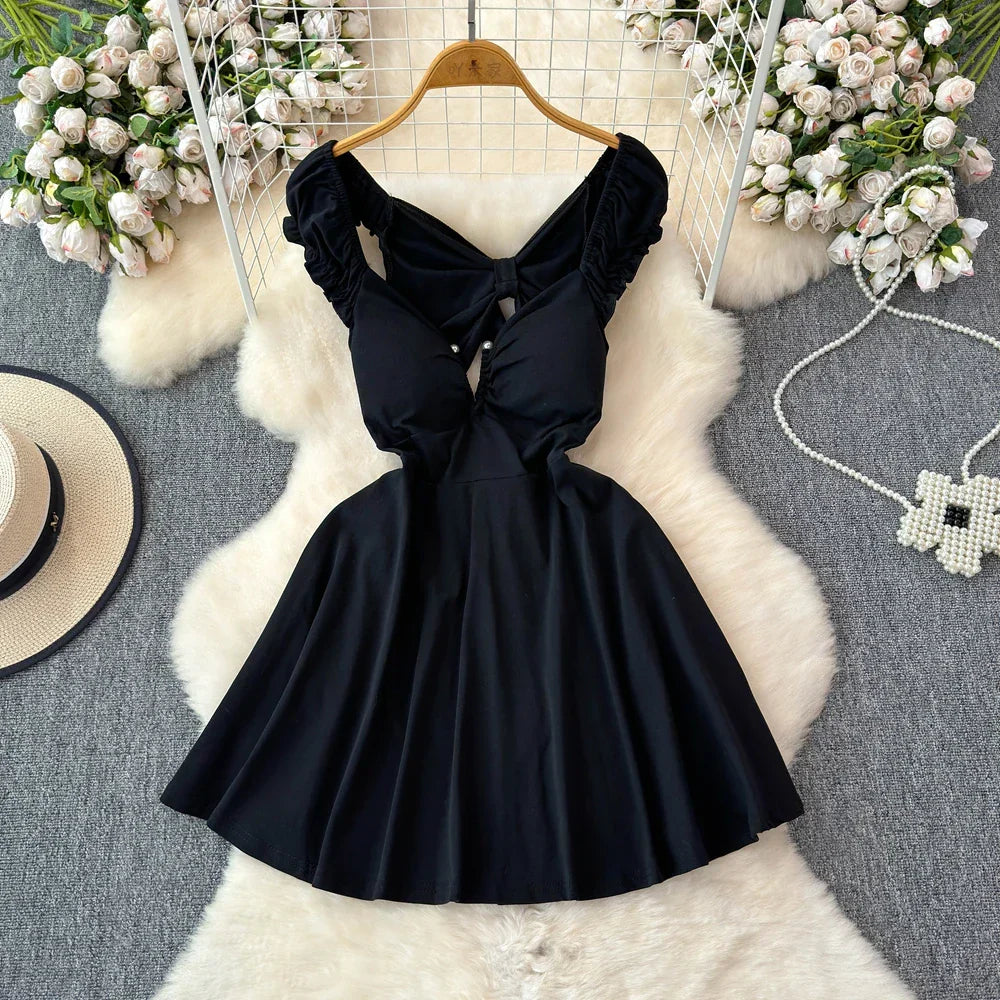 Dam Strandklänning A-linjeformad V-ringad Bomull 9