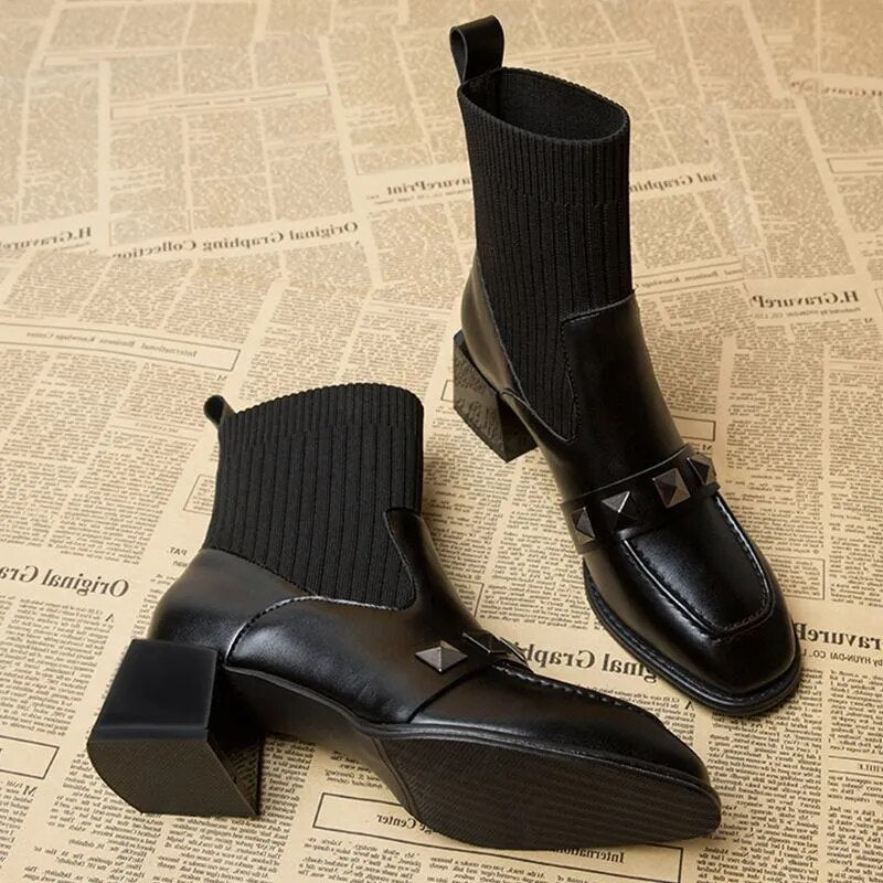 Dam Ankelstövlar Slip-On PU med Gummisula 3