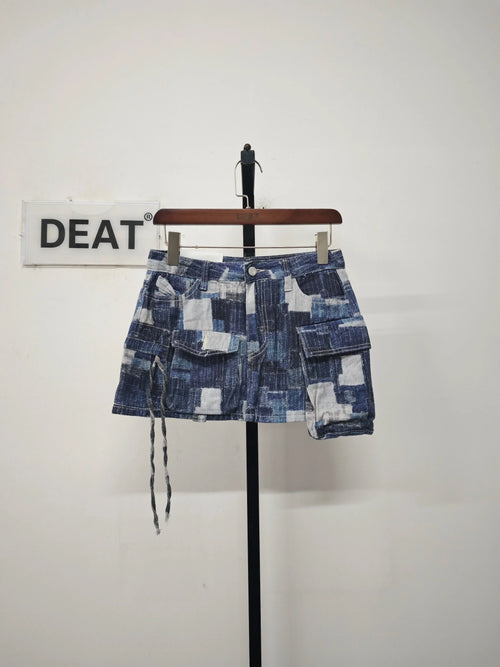 Dam A-Linje Kjol Patchwork Polyester med Fickor och Bekväm Passform-1